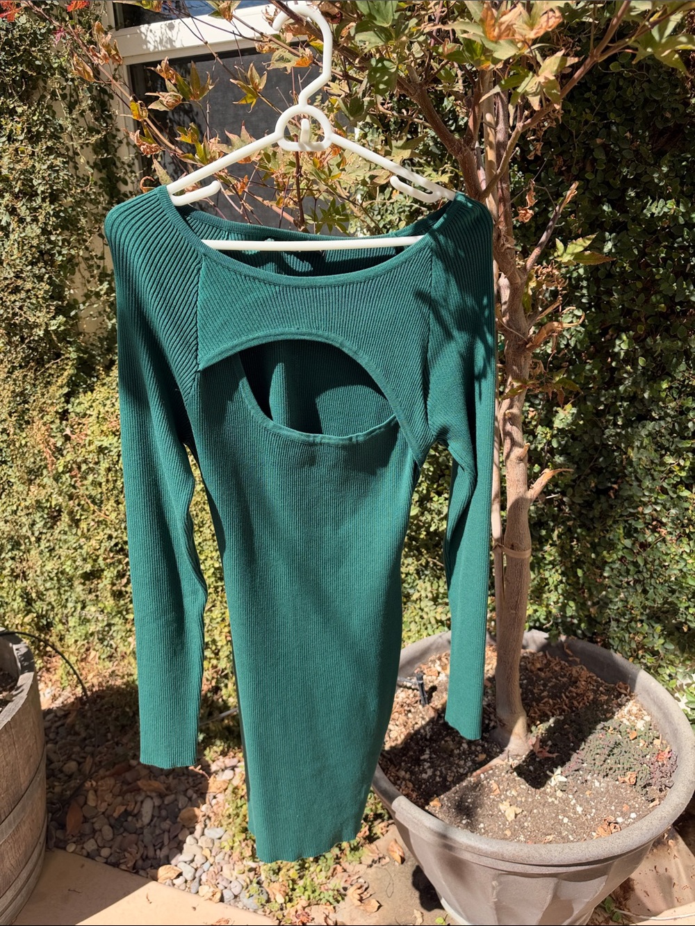 Zara Emerald Green Long-Sleeve Cutout Dress